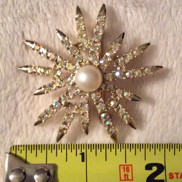 EMMONS Rhinestone Pearl Brooch/Pin - Picture 5 of 5